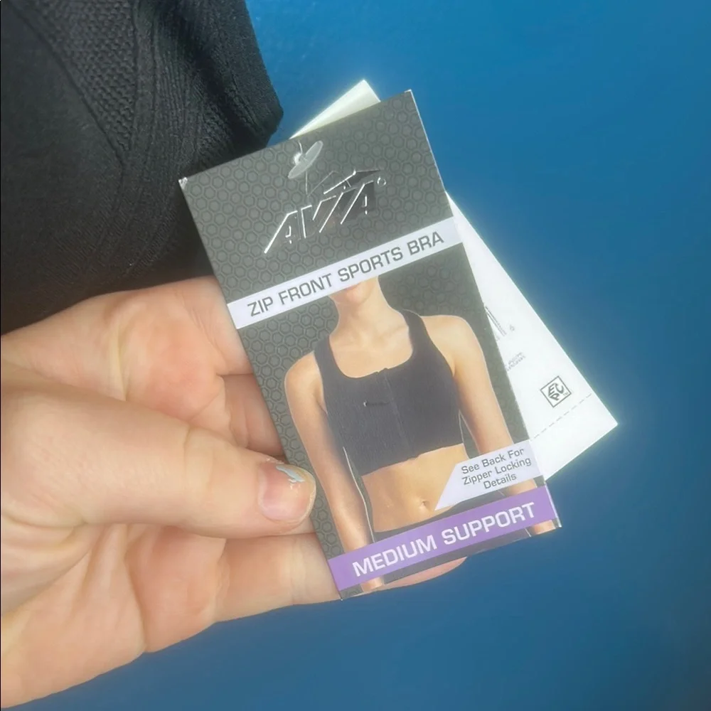 Avia Zip-Front Black Sports Bra NWT - Picture 4 of 7